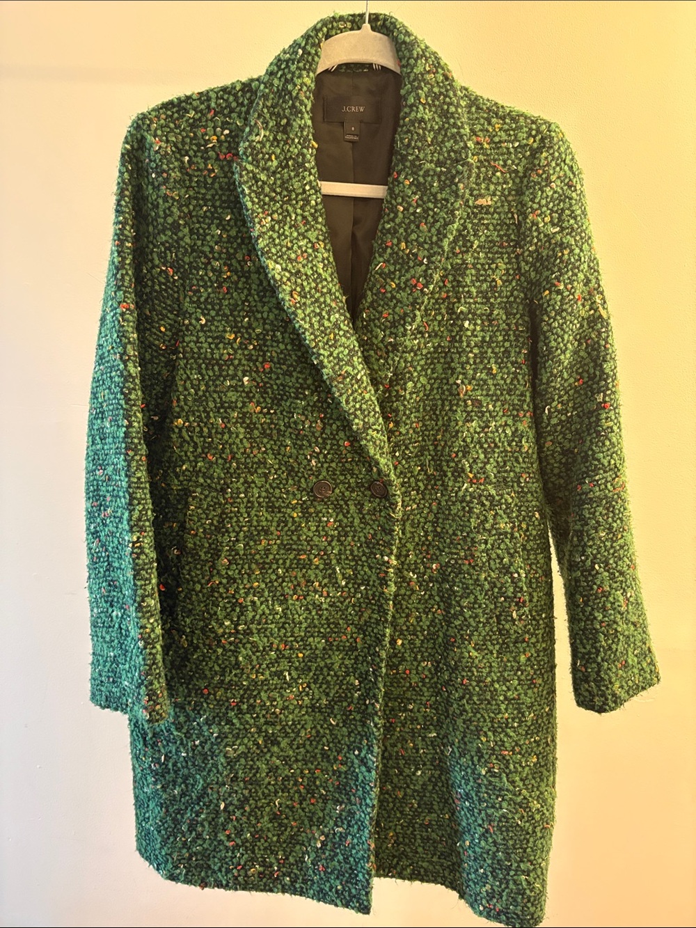 J. Crew Bouclé Pea Coat with Multicolor Flecks